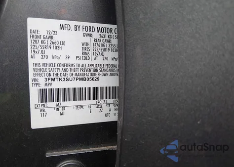 2023 Ford Mustang Mach-E Premium из США, поврежденный, VIN 3FMTK3SU7PMB05629